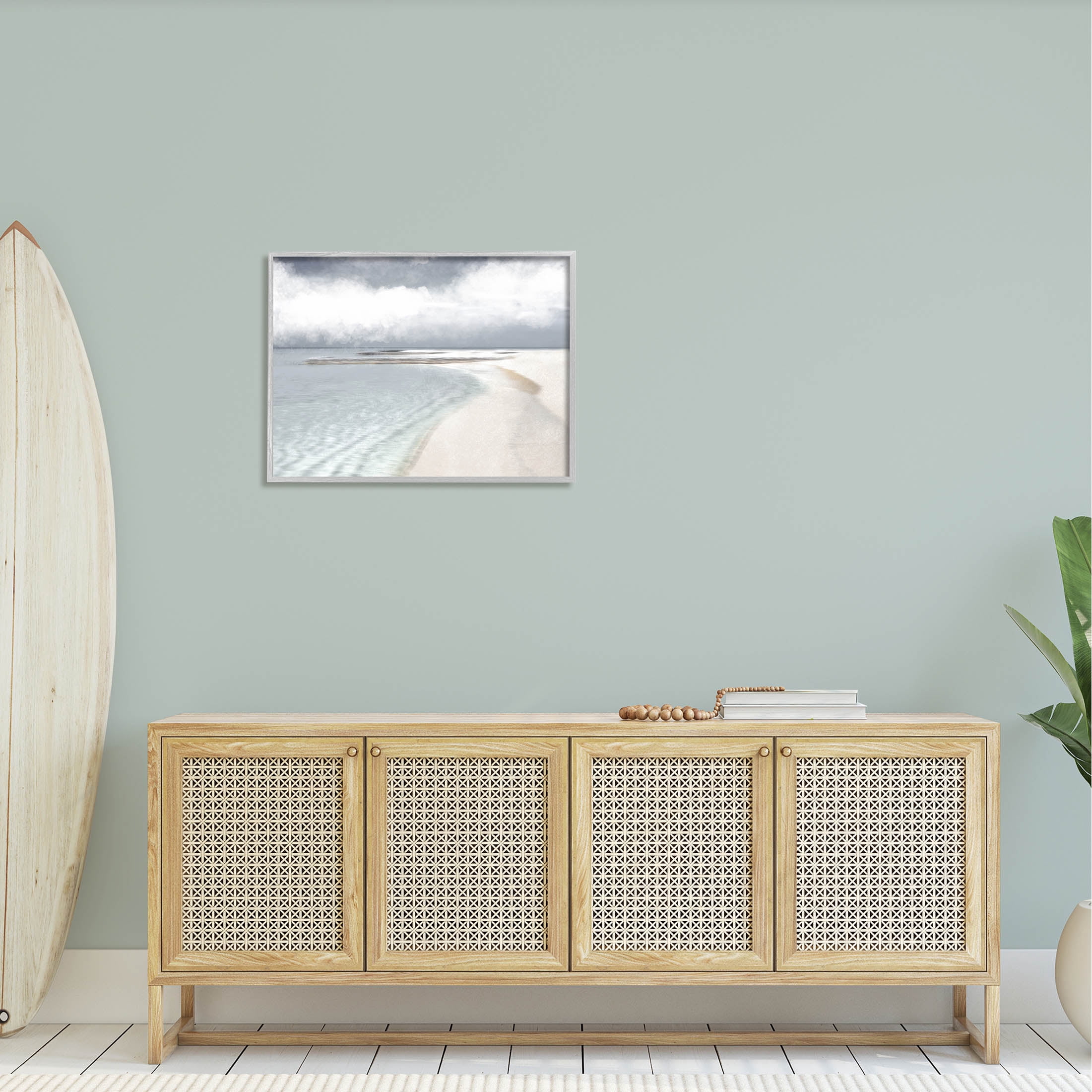 Stupell Industries Nautical Beach Waves Crashing Shoreline Graphic Art Gray Framed Art Print Wall Art, Design by Marcus Prime