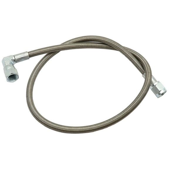 SecosAutoparts Turbo Oil Feed Line 24" Steel Braided -4 -4AN 90 Degree x Straight PTFE line USA
