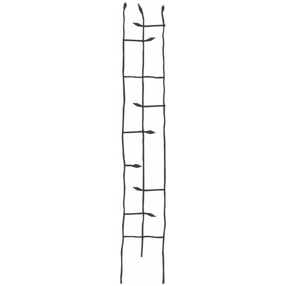 Products Narrow Forged Twig Trellis with Leaves, Black