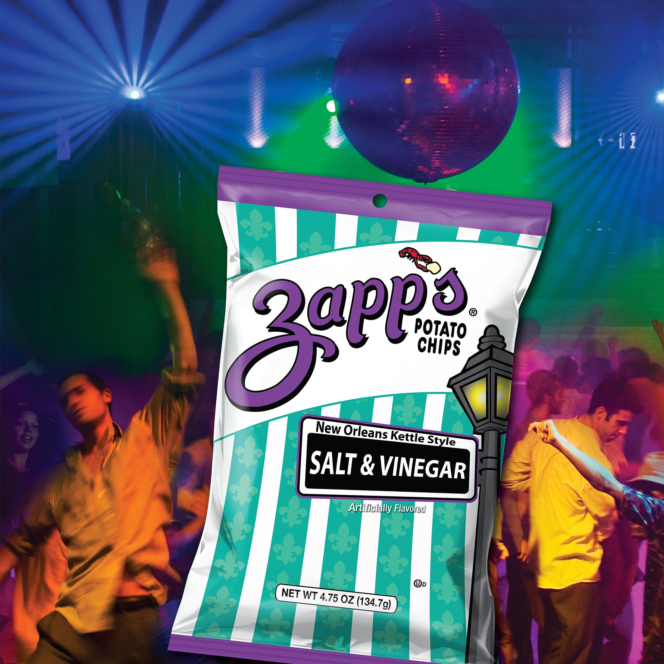 Zapp's New Orleans Kettle Style Salt & Vinegar Potato Chips, 2 oz. - Pack of 25