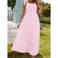 thumbnail image 2 of utcoco 2024 Women's Summer Plaid Smocked Dress A Line Tiered Long Dress, 2 of 4