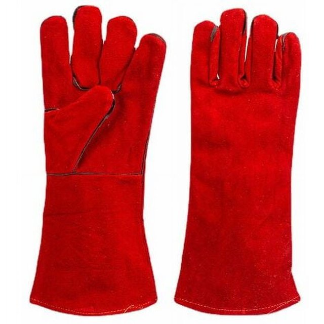 y Forged Leather Welding Gloves Fire Resistant Safety Gloves (Red)-