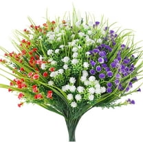 Sinhoon 9 Bundles Artificial Flowers Outdoor UV Resistant Fake Plastic Flowers Faux Plastic Shrubs for Indoor Outdoor Home Garden Decoration (Red Purple White)