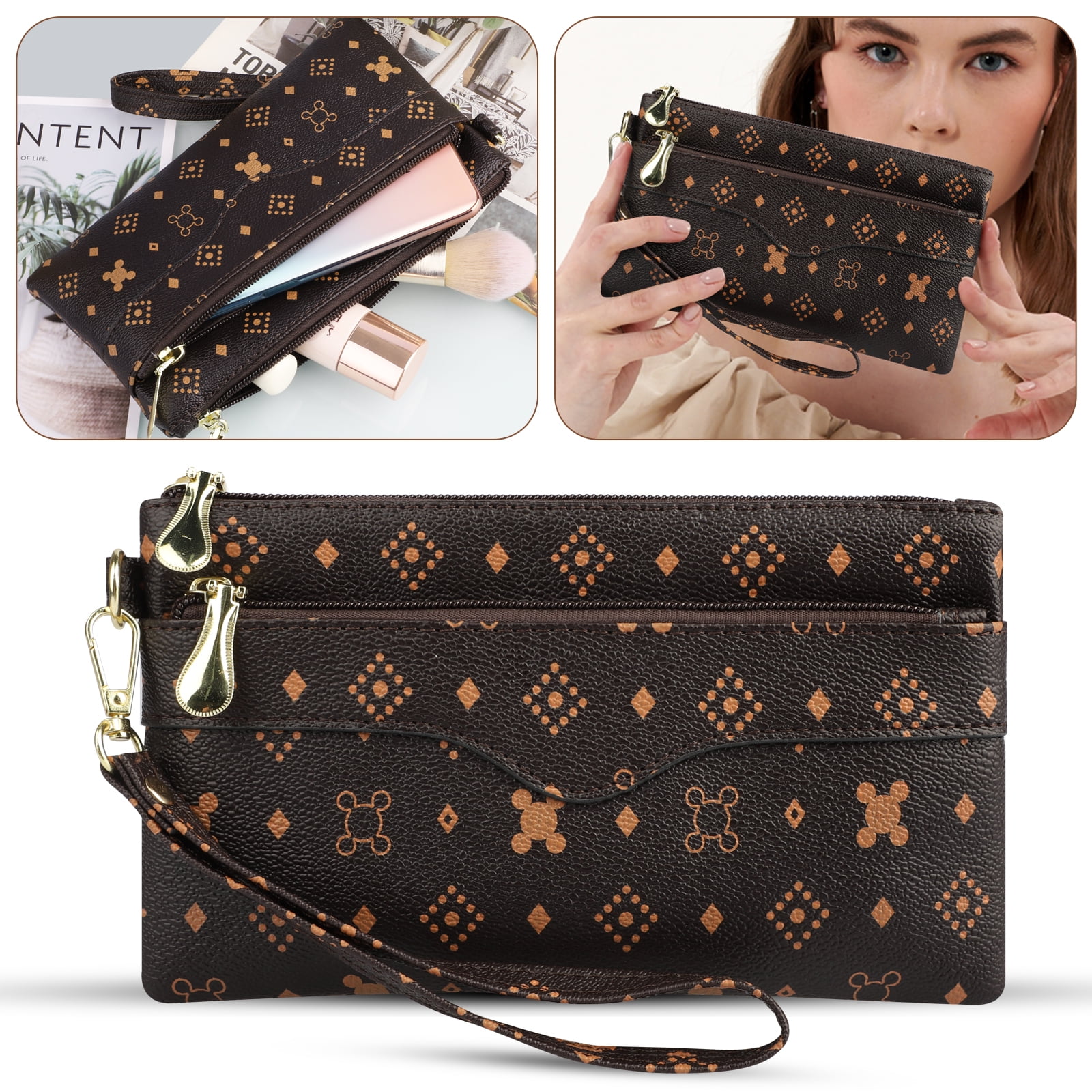 MOMU Women Oil Painting Pattern Wallet PU Leather Card Holder Coin Purse Clutch Handbag Bags 