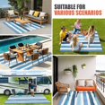 thumbnail image 4 of Blue Striped Outdoor Rug for Patio/Deck/Porch, Non-Slip Large Area Rug 3 x 5 Ft, Farmhouse Stripes Modern Art Indoor Outdoor Rugs Washable Area Rugs, Reversible Camping Rug Carpet Runner, 4 of 8