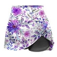 thumbnail image 7 of LEBONYARD Clearance Womens Clothing,Women's Seam-Free Yoga Skort,Women's Summer Flower Print Pleated Tennis Skirts Stretchy Yoga Fake Two Piece Shorts Skirt Purple XXL, 7 of 7