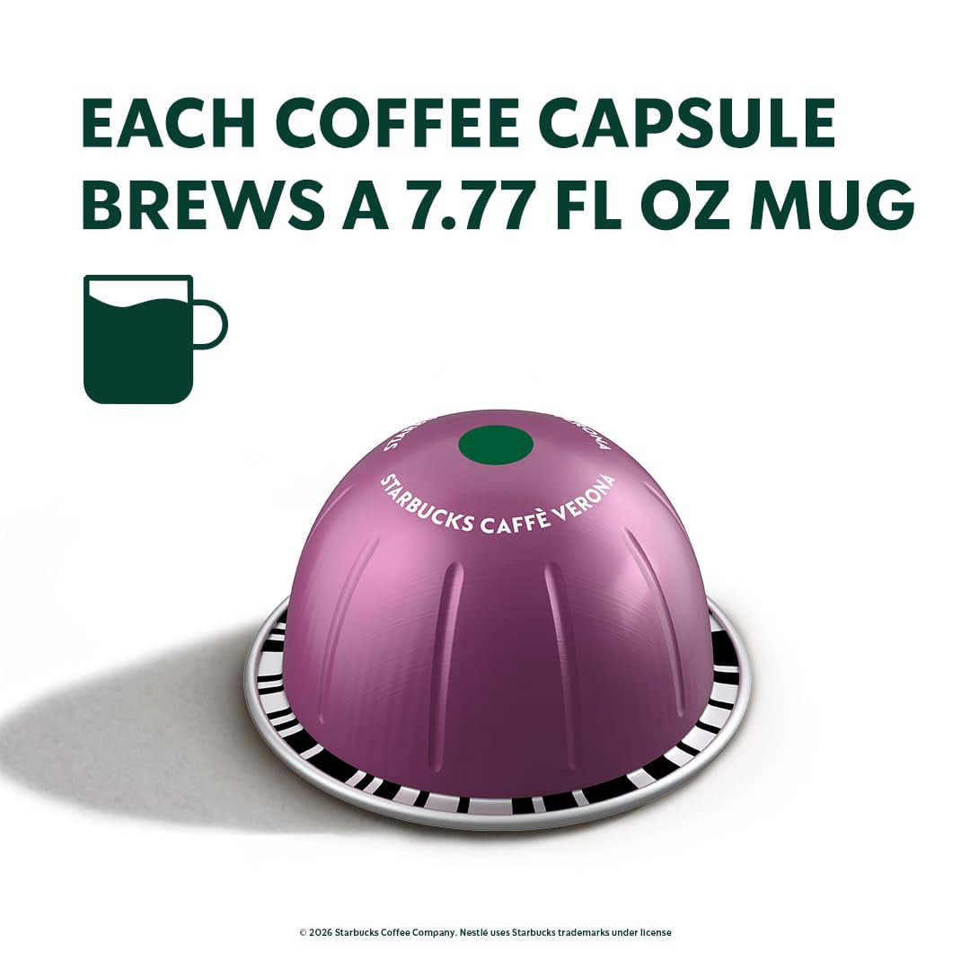 Starbucks by Nespresso Vertuo, Caffè Verona Dark Roast Coffee, 30-count Coffee Pods, Brews 7.8 oz.