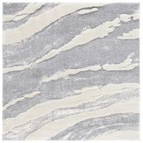 SAFAVIEH Hi-Lo Almira Abstract Shag Area Rug, Grey/Light Beige, 6'7" x 6'7" Square