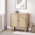 thumbnail image 5 of Boho Armoire d'Accent en Bois Massif et Rotin 2 Portes en Naturel, 5 of 5