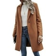 thumbnail image 4 of XFLWAM Womens Lapel Collar Double Breasted Pea Coat Winter Wool Blend Overcoats Long Jackets Solid Color Trench Coat Brown S, 4 of 7