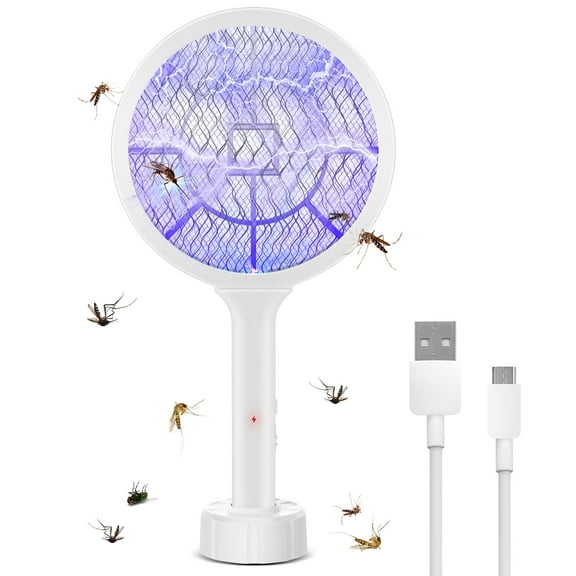 Electric Fly Swatter, Outdoor Indoor Tennis Fly Zapper, Handheld Bug Zapper Racket, Electric Mosquito Swatter, Mosquito Killer Lamp, USB Rechargeable Portable Fly Zapper