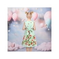 thumbnail image 5 of Sunny Fashion Girls Dress Green Floral Strawberry Embroidery Zigzag Summer 11-12 Years, 5 of 8
