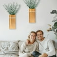 thumbnail image 2 of Wall Planters for Indoor Plants - 2 Pack Wood Wall Vases for Dried Flowers & Artificial Plants Modern Farmhouse Wooden Vase for Living Room Bedroom Kitchen Decorations - Brown Large, 2 of 14