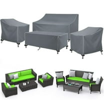 STARTWO Patio Furniture Covers 4 Piece, Waterproof Patio Furniture Cover Thickened 420D Heavy Duty Outdoor Set Cover -Grey