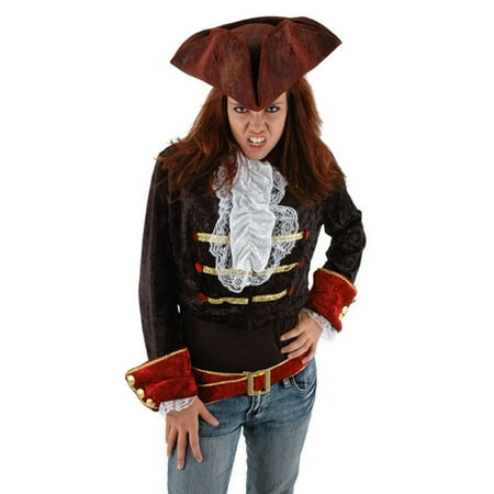 Scallywag Pirate Hat - Scallywag Caribbean Pirate Blood Red Tricorn Adult Costume Hat One Size