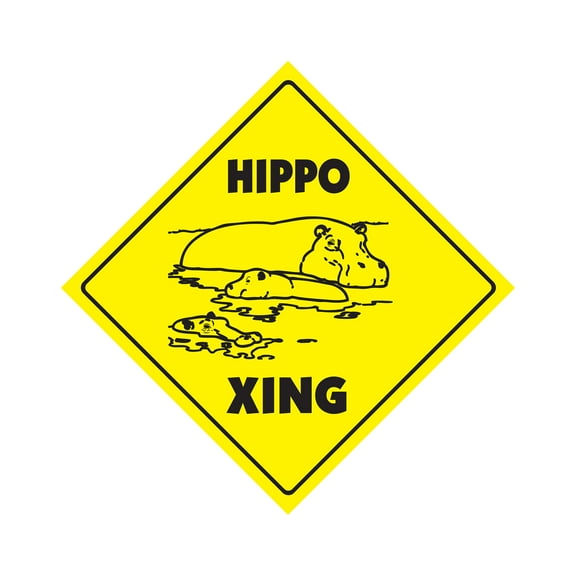 Hippo Crossing Decal Zone Xing | Indoor/Outdoor | 8" Tall animals zoo hippopotamus gag fat joke funny