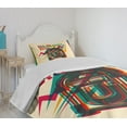 thumbnail image 4 of Ambesonne Colorful Quilted Bedspread Set 2 Pcs, Antique Radio Words, Twin Size, Turquoise Hot Pink, 4 of 6