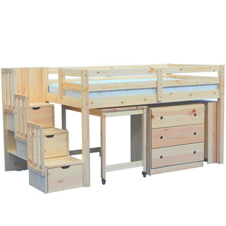 Junior Stairway Mid Loft Bed With Desk Chest And Bookcase Canada Junior Stairway Mid Loft Bed With Desk, Loft Bed With Stairs And Desk Canada