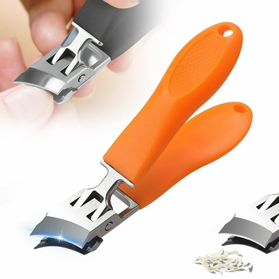 Wide Jaw Opening Anti-Splash Slanted Nail Clipper, No Splash Nail Trimmer for Men, Slanted Nail Clippers, Ingrown Nail Clippers Wide Jaw Slanted Toenail Clippers for Women and Men, Orange