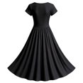 thumbnail image 5 of Luvior Women's Halloween Skeleton Maxi Dress V-Neck Short Sleeve Skull Rose Print Long A-Line Gothic Party Dress, Red, Size L, 5 of 5