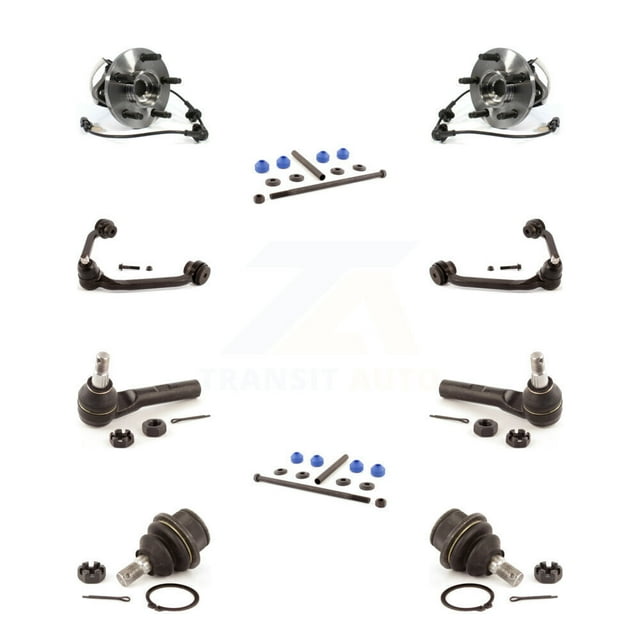 Transit Auto Bras de Commande avant avec Kit de Liaison de Tige de Transmission Extérieure Inférieure à Rotule (10 Pcs) pour Voiture Ford Ranger Mazda B4000 Connecteur Carré 4WD avec Barre de Torsion Ressorts avant K7T-110974