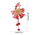 thumbnail image 2 of Christmas Deer Bells with Flower Bow Glitter Ornament - Hanging Festive Tree Christmas Decoration for Xmas Holidays Home Party, 2 of 5