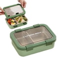 thumbnail image 2 of Stainless Steel Lunch Box, 2 Compartment Leakproof Bento Box, 750ml Divided Meal Prep Container, Metal Lunch Container with Lid, Food Container for Office, Work,Outdoor, Meal Prep Home Use, 2 of 4