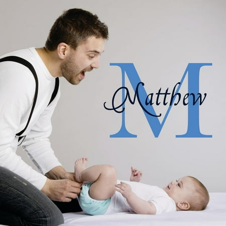 Personalized Name Vinyl Decal Sticker Custom Initial Wall Art Personalization Decor Sticker Baby Boy Nursery Room Children Bedroom 10 Inches X 10 (Best Color For Baby Boy Room)