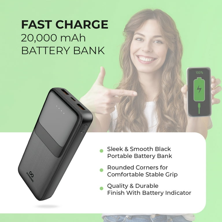 Liquipel Powertek 20,000mAh Portable Charger PD Power Bank with Usb-c Black