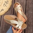thumbnail image 5 of Women's Sandals,Womans Sandals,Womens Wedge Sandals,Comfortable Sandals for Women,Wide Sandals for Women,Women's Fashion Plus-Size Retro Floral Open-Toe Sandals,Gold,6, 5 of 9