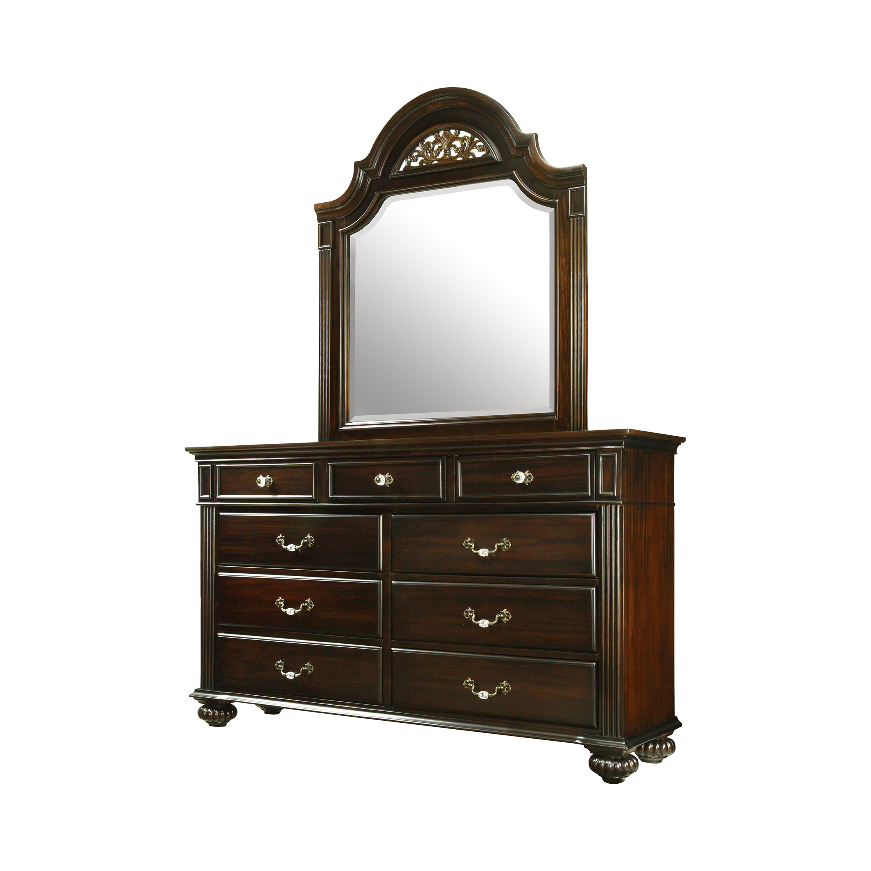 Furniture of America Collier 2-Piece Dresser and Mirror Set, Black