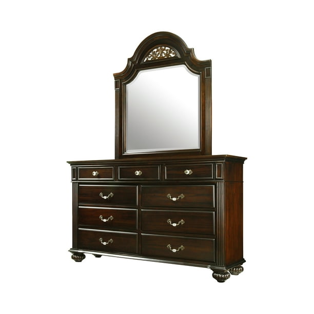Manuelle Traditional Dark Walnut Dresser with Mirror