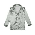 thumbnail image 4 of Fgnfyis Comfortable Grey Silk Long Sleeved Parent Child Pajamas Solid Color 2 Piece Set Family Imitation Silk Set for Children Grey 7-8 Years, 4 of 9