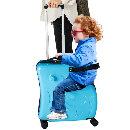 Kids Suitcase Luggage with Lock, 20 inch Ride-on Suitcase Children Travel Hand-Push Boxes for Boys and Girls