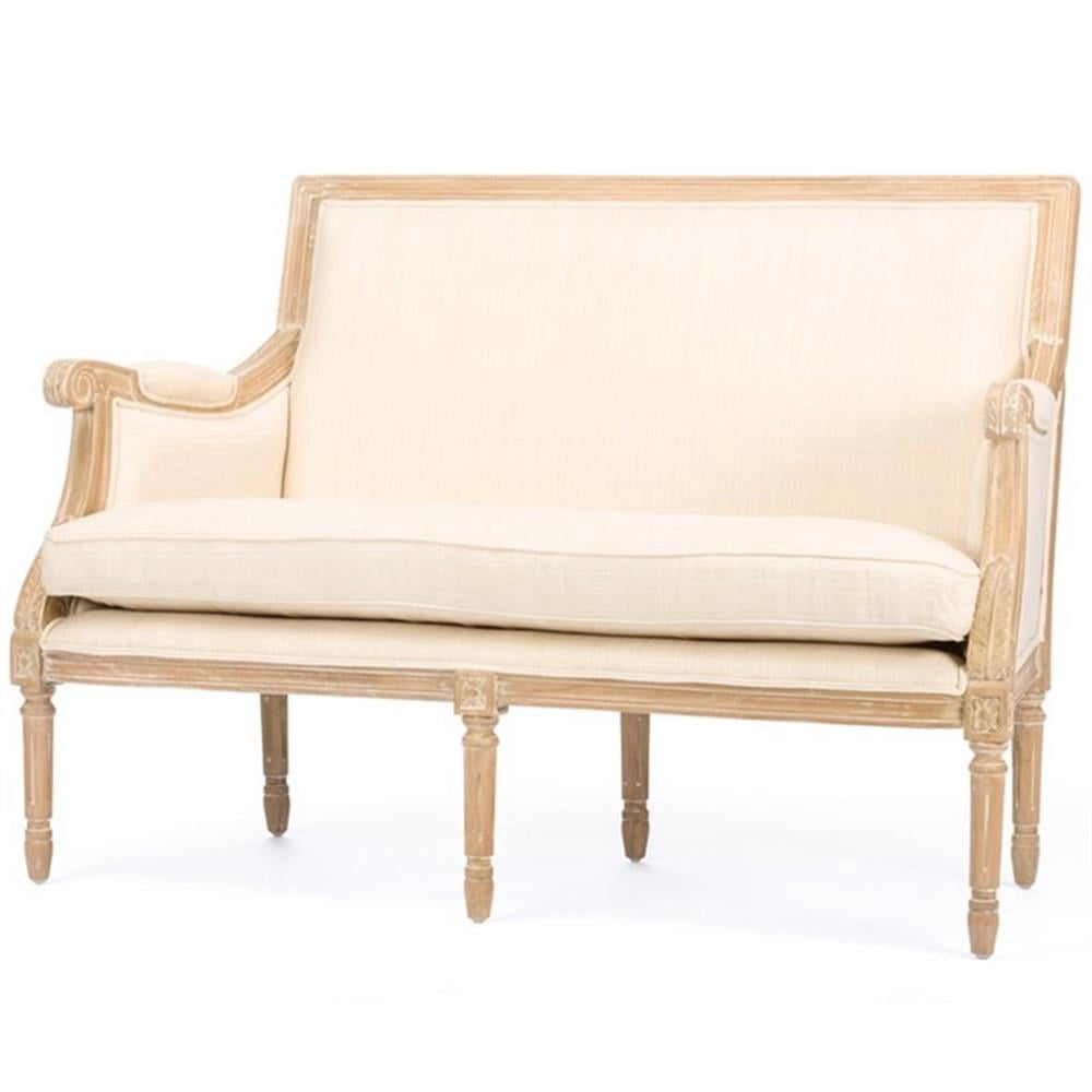 Baxton Studio Chavanon Loveseat in Light Beige and Natural