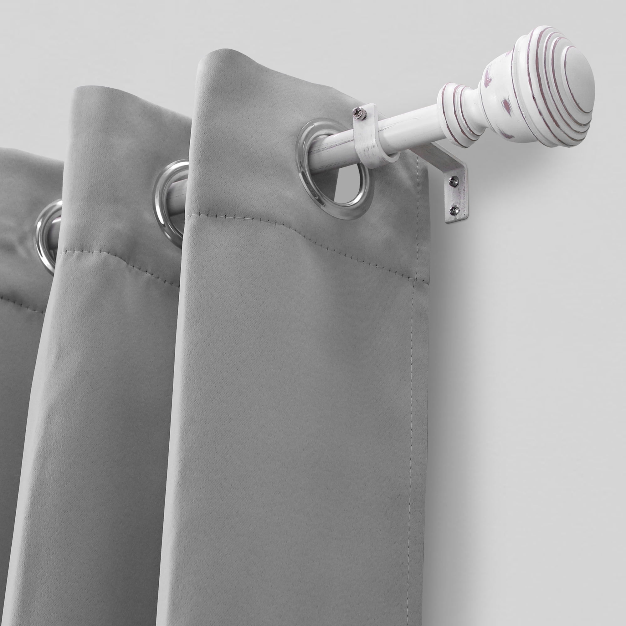 Mainstays 3/4" White Faux Wood Urn Single Curtain Rod Set, 25-84"