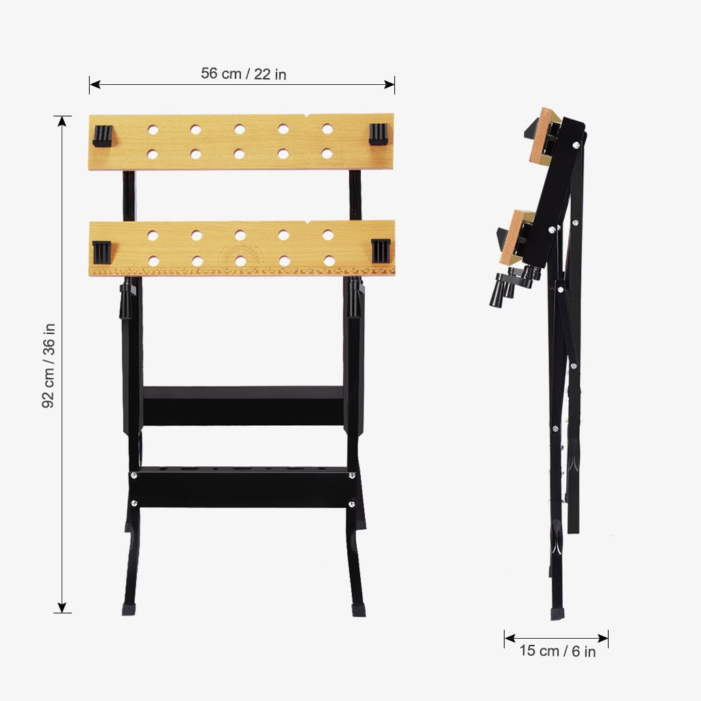 Finether Folding Work Bench With Vice Multipurpose Sawhorse Heavy Duty Legs Portable Table Clamp Pegs And Tool Holders 330lbs 150kg Capacity