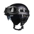 thumbnail image 2 of Casco de motociclismo de media carcasa, retro, portátil, elegante, creativo y práctico. M negro, 2 of 9