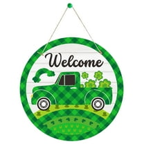 AYktou 9.84" St.Patrick's Day Welcome Sign Wooden Hanging Decor Farmhouse Rustic Door Decoration St. Patrick's Day Wreath Sign Ornament for Home Indoor Outdoor Holiday Farmhouse Window