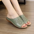 thumbnail image 5 of Wolfast Rhinestone Women's Carved Fish Mouth Thick Bottom Wedge Slippers,Green, 5 of 5