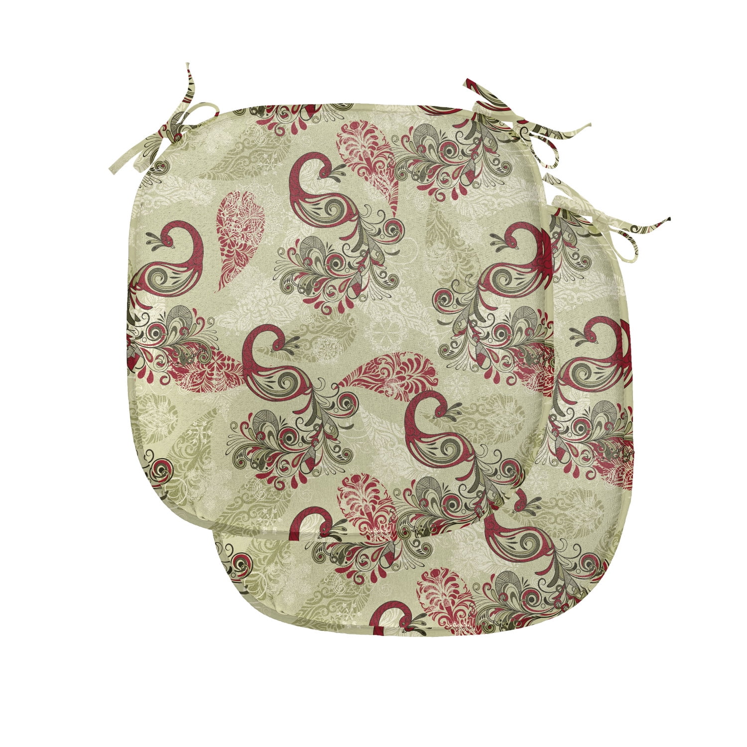 Peacock Chair Seating Cushion Set of 2, Winter Pattern Peacocks