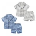 thumbnail image 4 of Clothub Baby Kids Boys Striped Print Outfits Set Short Sleeve Blouse Tops+Shorts Sleepwear Pajamas 2-7 Years, 4 of 4