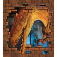 thumbnail image 3 of Ambesonne Dinosaur Duvet Cover Set, Dino Breaks Brick Wall, 2-Calking, Orange Blue, 3 of 7