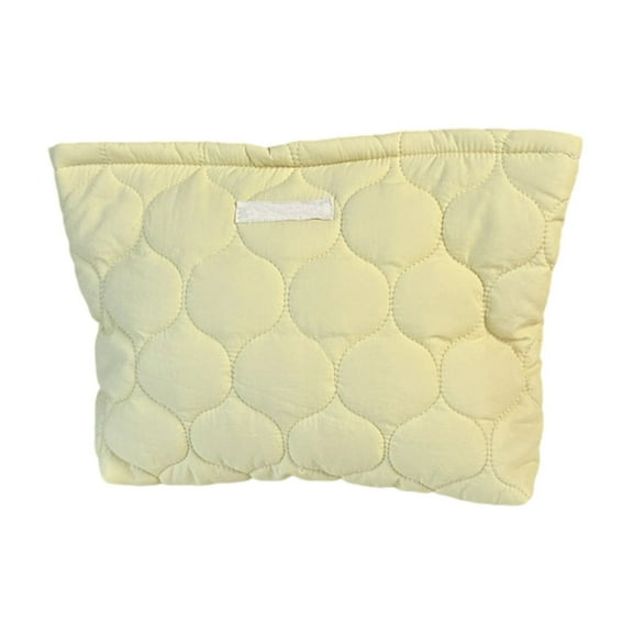 Quilted Makeup Bag Small Zippered Cosmetic Pouch Portable Travel Organizer Ins Style Toiletry Bag for Women Girls Mini Carry On Essentials Case