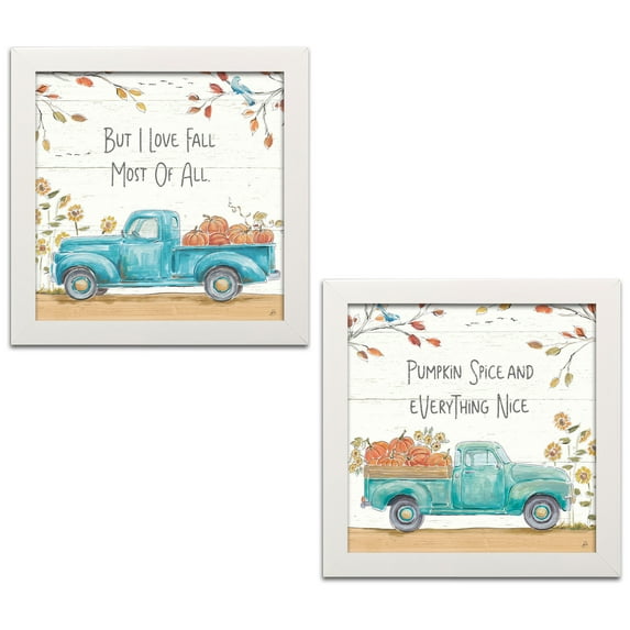 Gango Home Decor Contemporary Fall Market III & IV by Daphne Brissonnet (Ready to Hang); Two 12x12in White Framed Prints