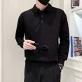 thumbnail image 4 of Camiseta polo formal a cuadros para hombre, ropa de hombre con rombos, sudaderas de negocios, color blanco, talla XXL, diseño Y2k, manga larga, citas, 4 of 5