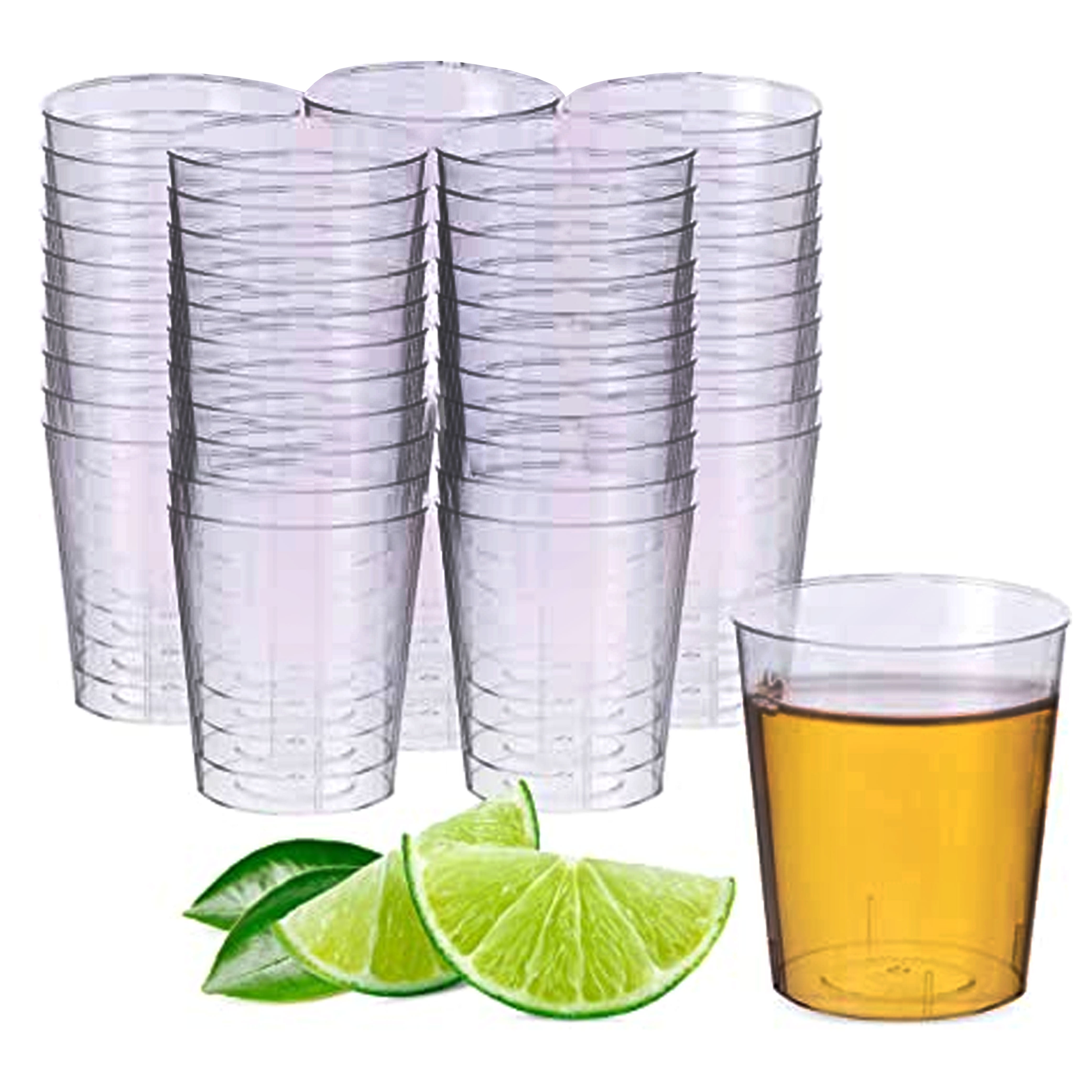 30 Shot Glasses Clear Hard Plastic 1 Oz Mini Wine Glass Party Cups Catering Bar 