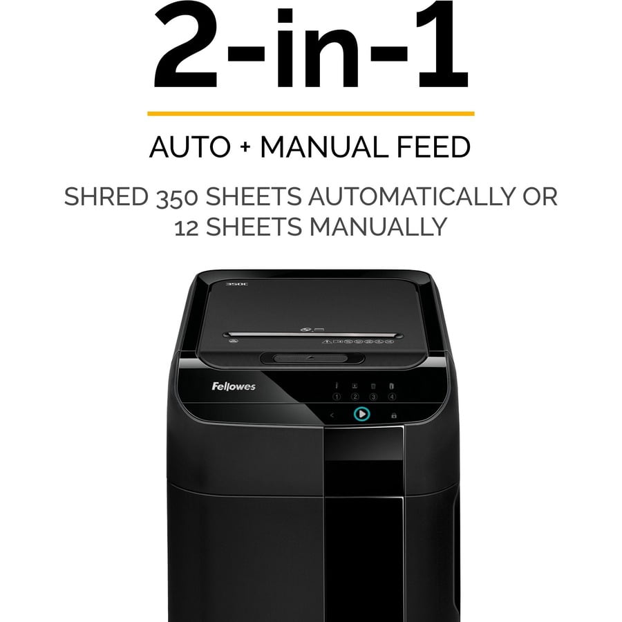 Fellowes AutoMax 350C Auto Feed Shredder, 350 Sheet Capacity, Black -FEL4964001
