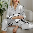 thumbnail image 6 of Fuzoiu Pandas Print Women's Long-Sleeved Pajama,Lounge Button Down Nightwear,Womens Notch Collar Pajama Set-XX-Large, 6 of 7