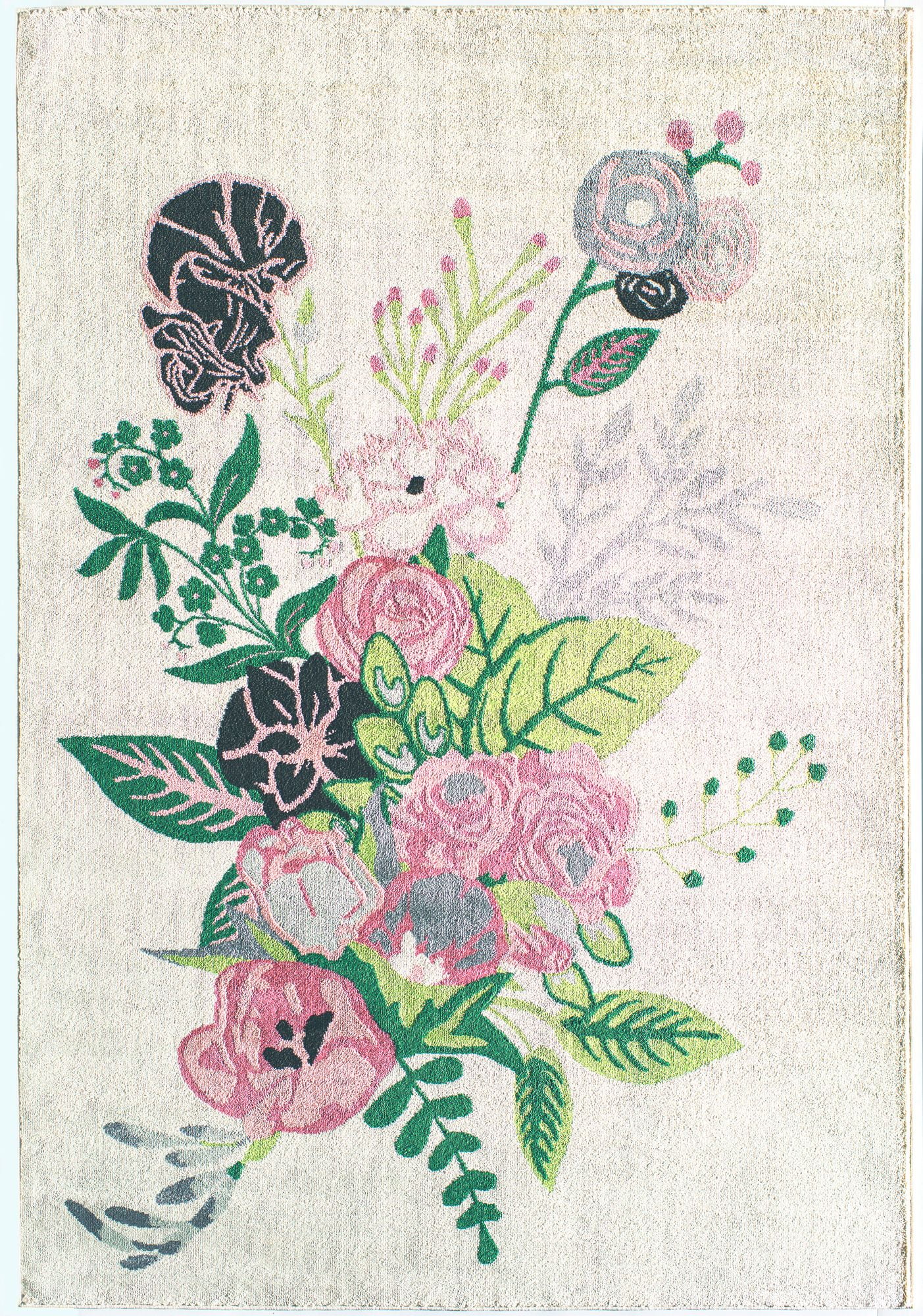 Rugs America Hanna VA25B Floral Charm Ivory Blush Floral Transitional Beige Area Rug, 2'x4'